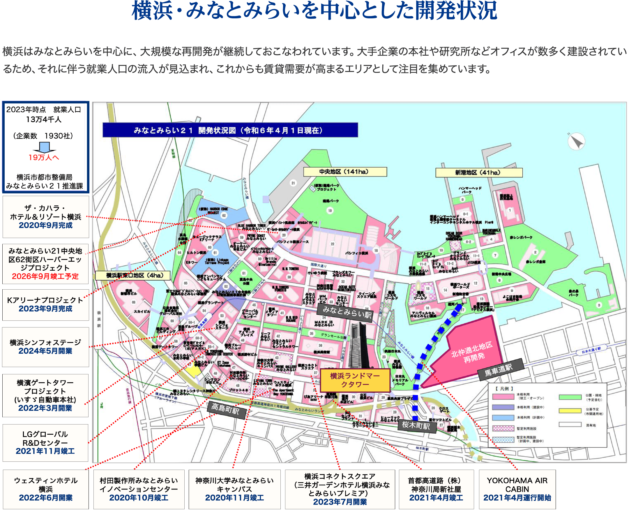 横浜・みなとみらいを中心とした開発状況
